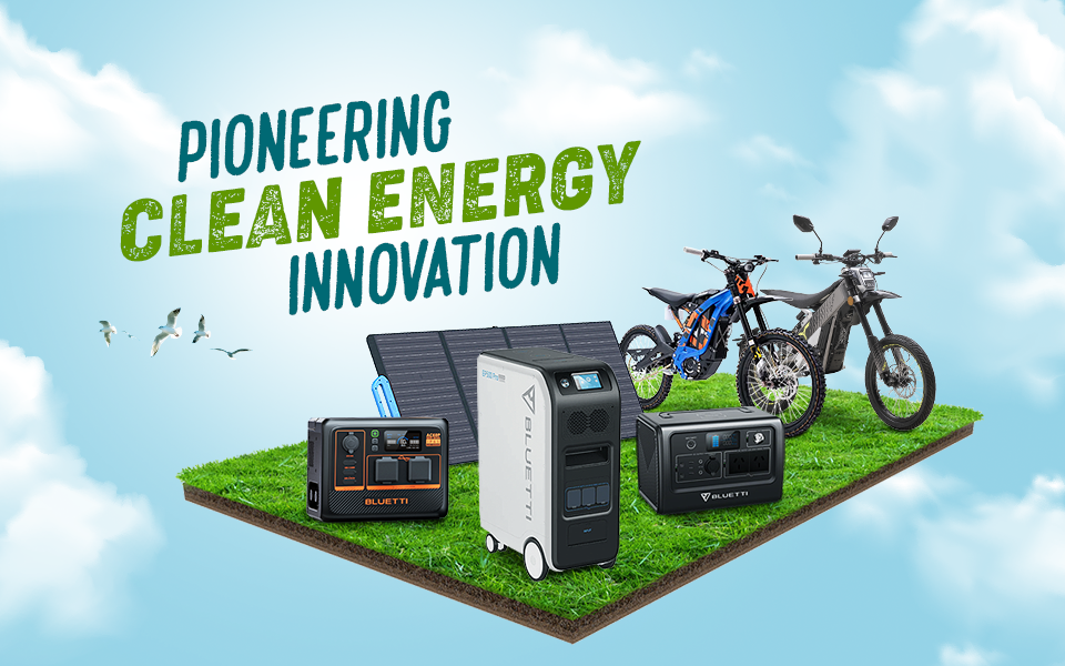 Image of outdoor adventurers using IonReady's sustainable gear, including solar chargers and electric bikes, amidst scenic nature. Join the eco-friendly adventure today!