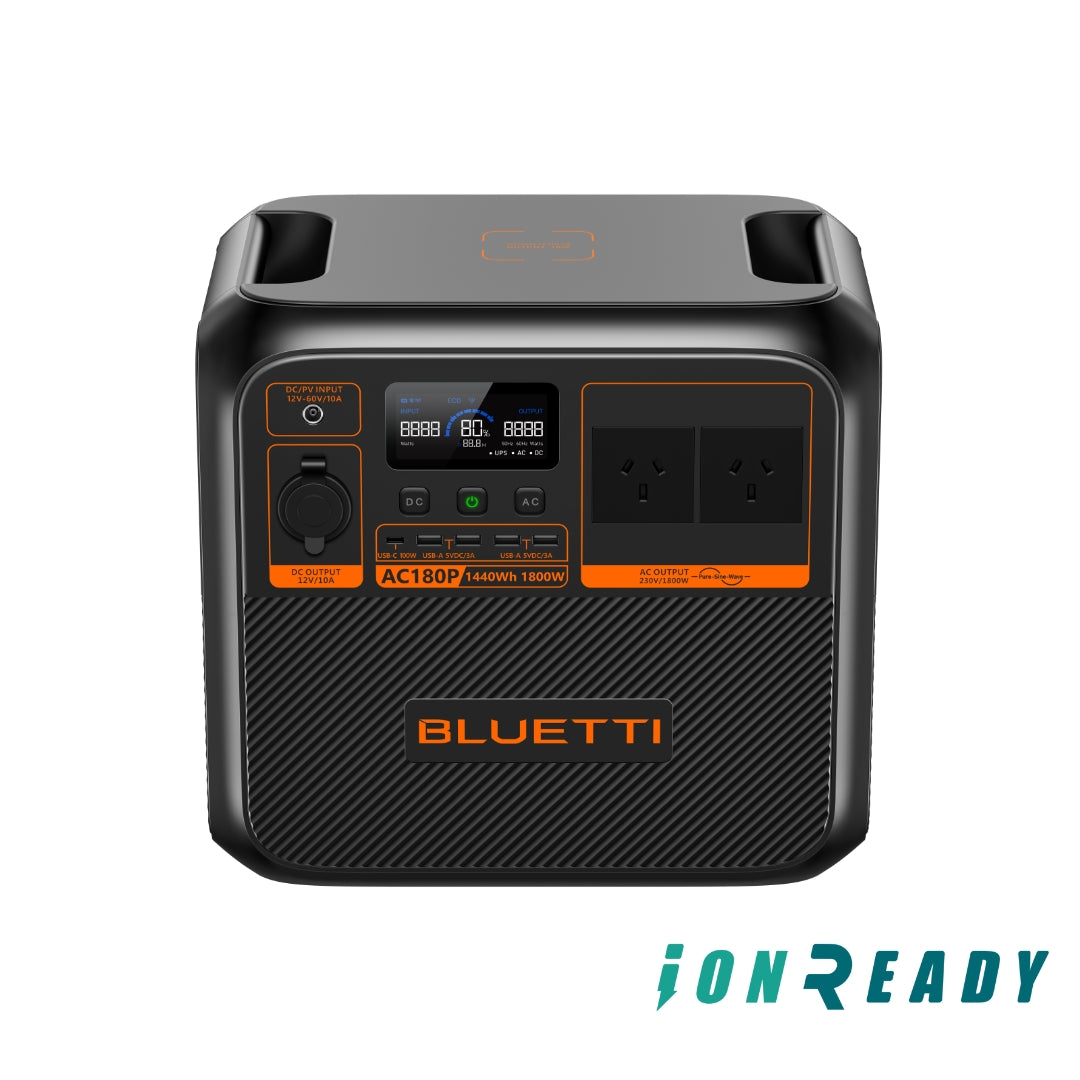 BLUETTI AC180P Portable Power Station | LiFePO4 Battery Backup w/ 1800W (1440Wh Capacity) AC Outlets, Recharge from 0-80% in 30 Min., Solar Generator for Outdoor Camping (Solar Panel Optional)
